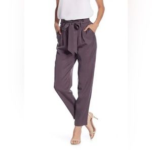 Socialite High Waist Paperbag Cropped Pants in Charcoal Gray - Size Medium